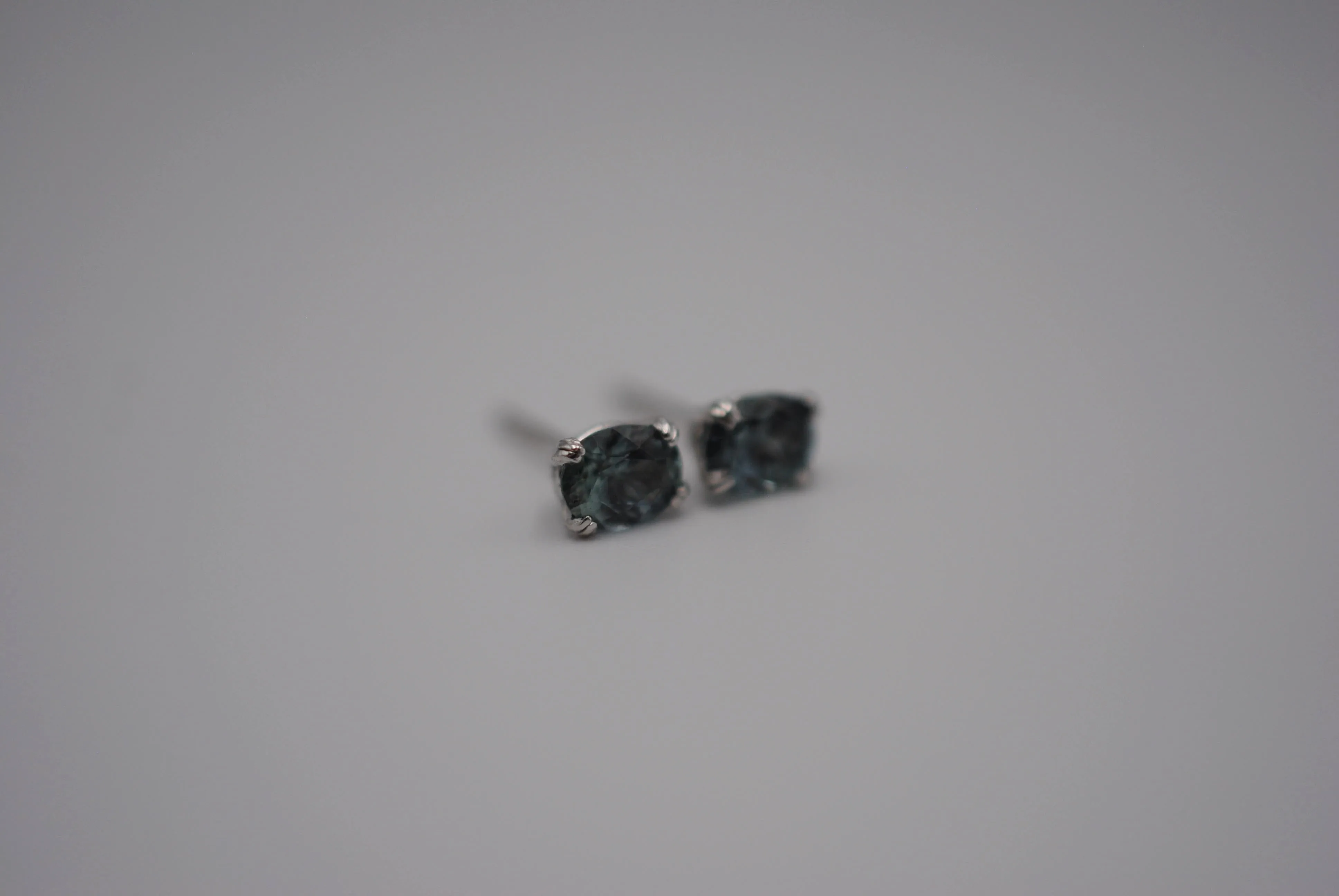 Post Earrings: Sapphires, Oval Cut, White Gold