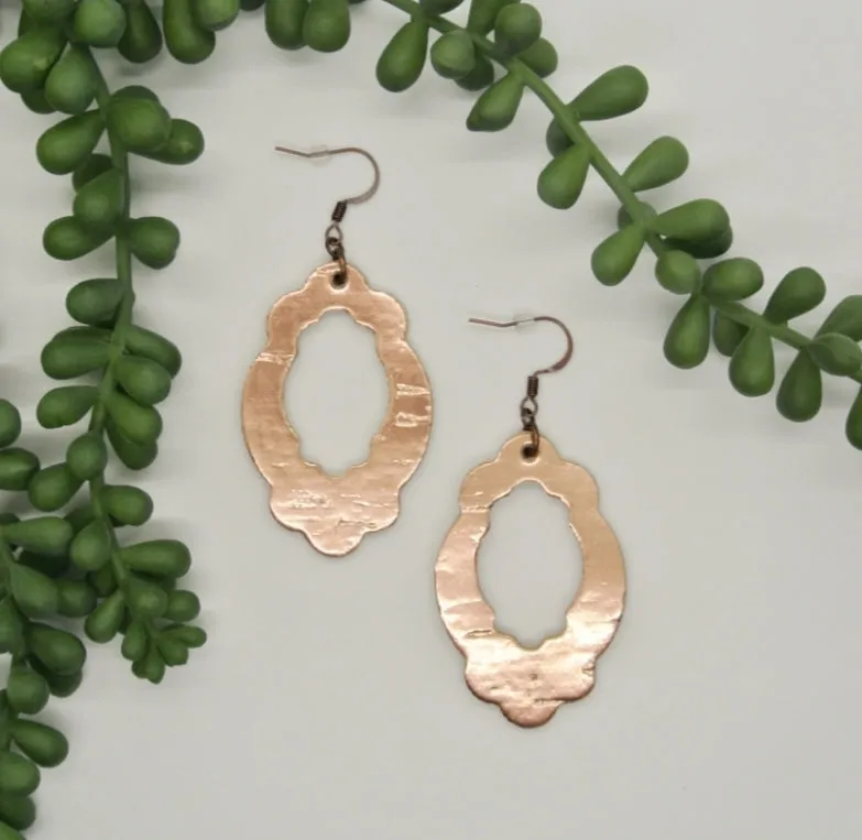 PP Rose Gold Cut Out Leather Earrings