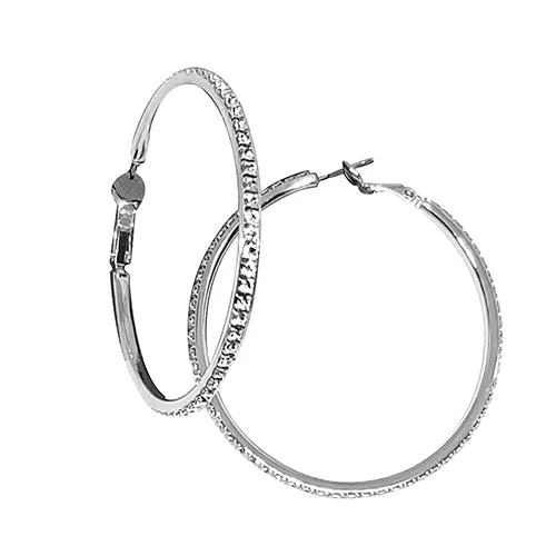Premium Crystal  2 INCH Hoop Earrings - E2014CL