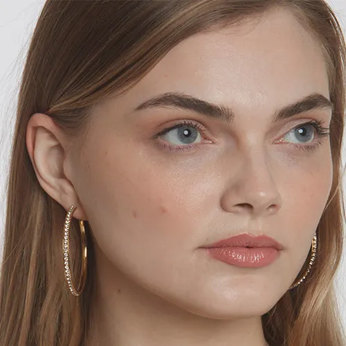 Premium Crystal  2 INCH Hoop Earrings - E2014CL