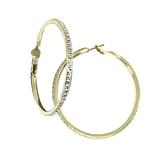 Premium Crystal  2 INCH Hoop Earrings - E2014CL