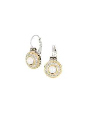 Pérola Pavé & White Seashell Pearl French Wire Earrings