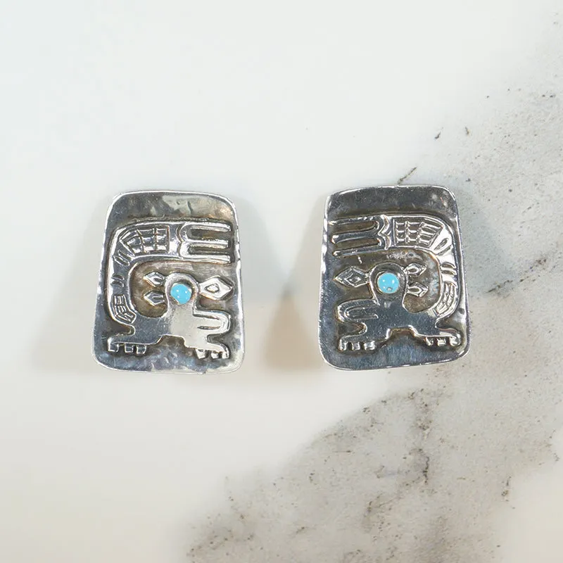 Proud Peruvian Peacock Earrings in Sterling Silver
