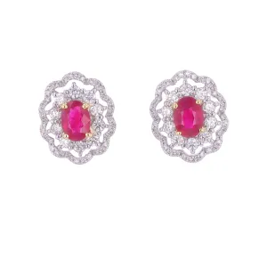 PT900 2.13 CTW Burma Ruby Earrings
