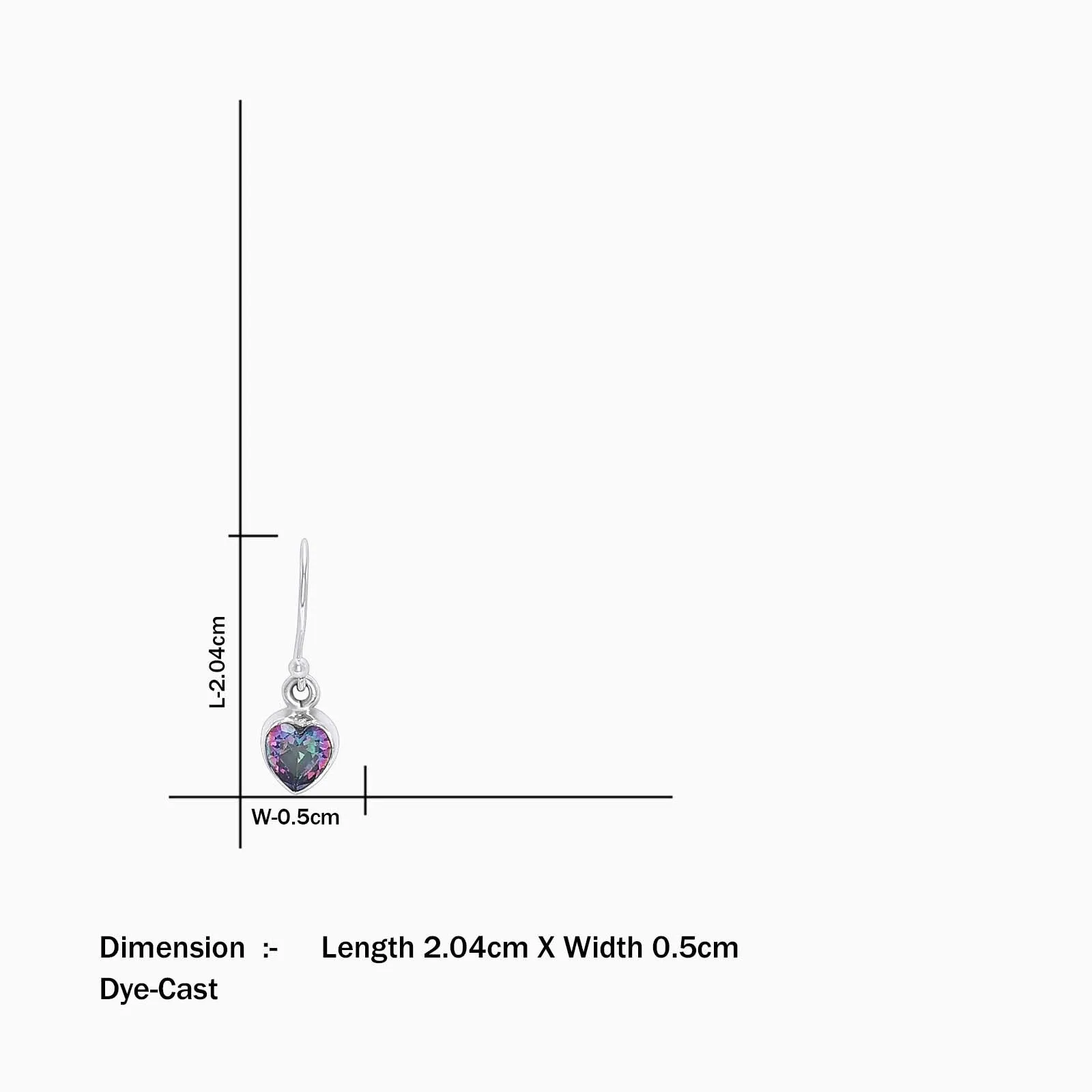 Pure Silver Earrings - Hoop With Purple-Blue CZ Heart Stone