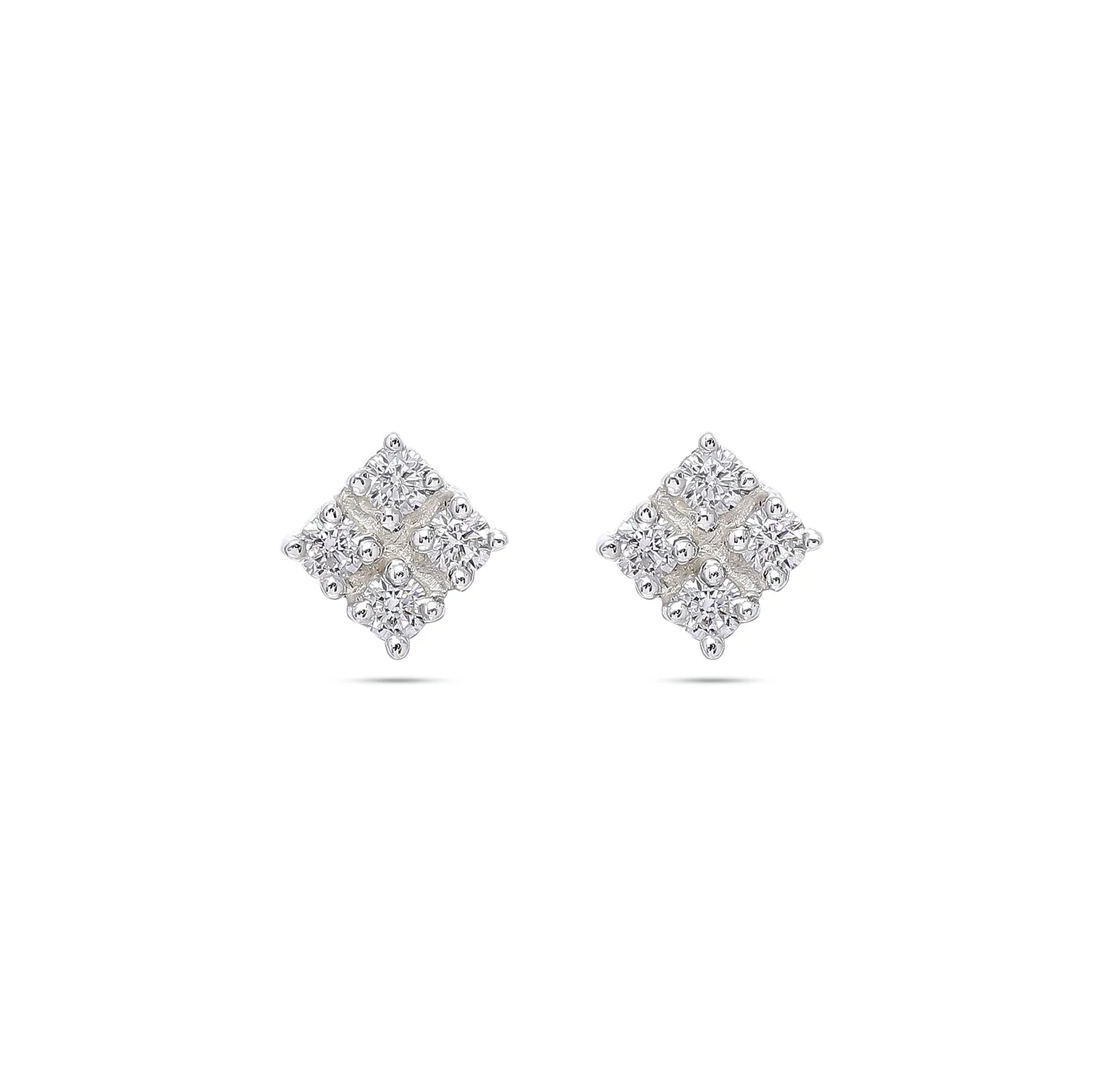 Pure Silver Earrings - Square-shaped CZ Stud Earrings