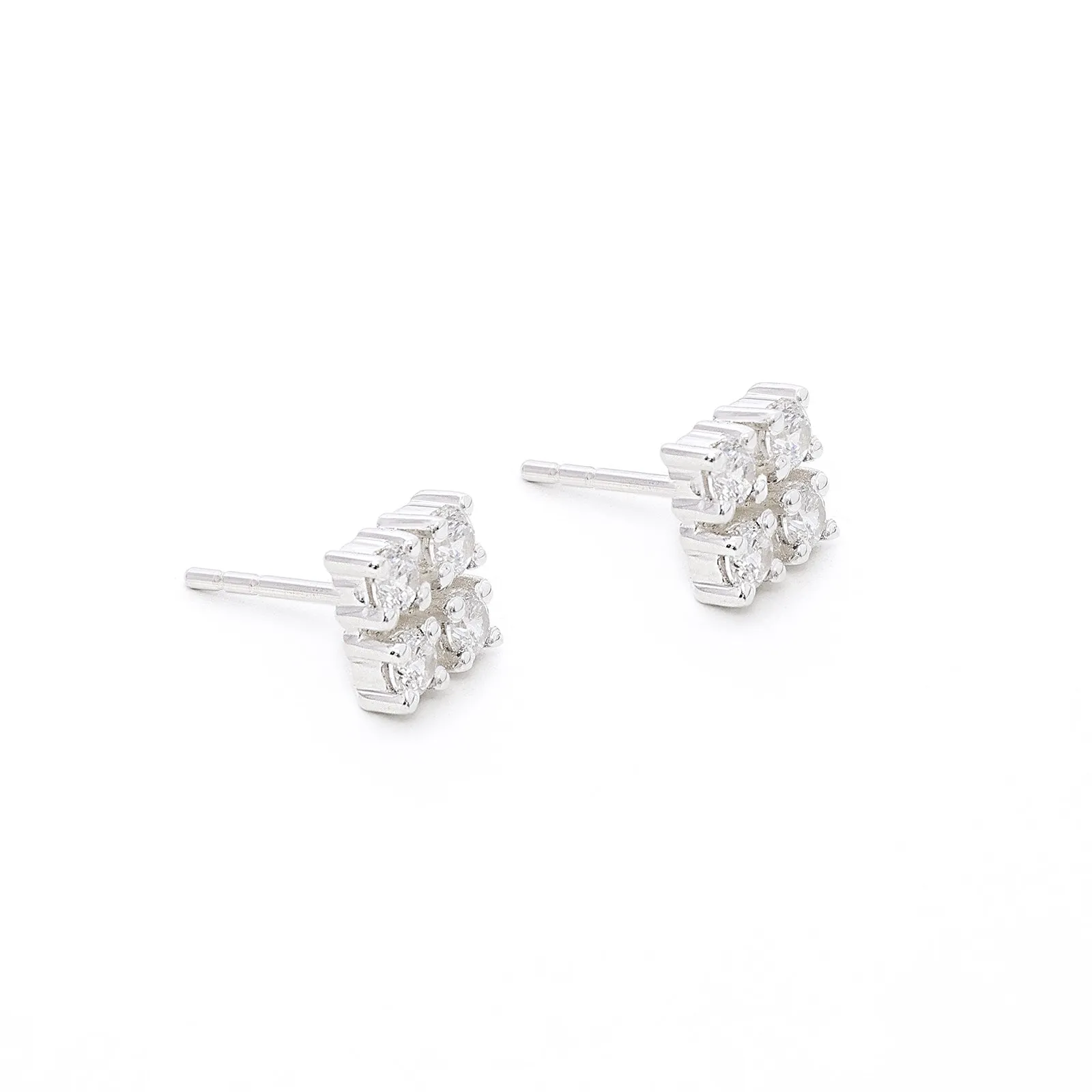 Pure Silver Earrings - Square-shaped CZ Stud Earrings