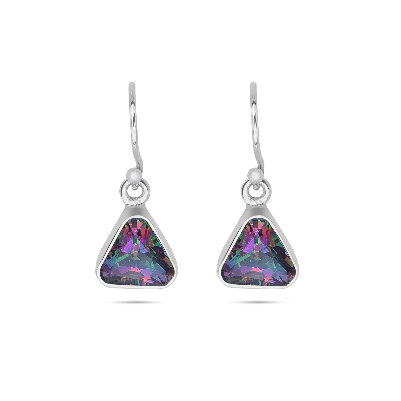Pure Silver Earrings - Triangle-Shaped Swarovski Crystal Hoop Model