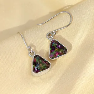 Pure Silver Earrings - Triangle-Shaped Swarovski Crystal Hoop Model