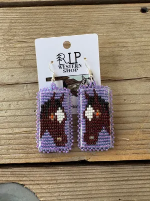 Purple Bay Mare Beaded Earrings
