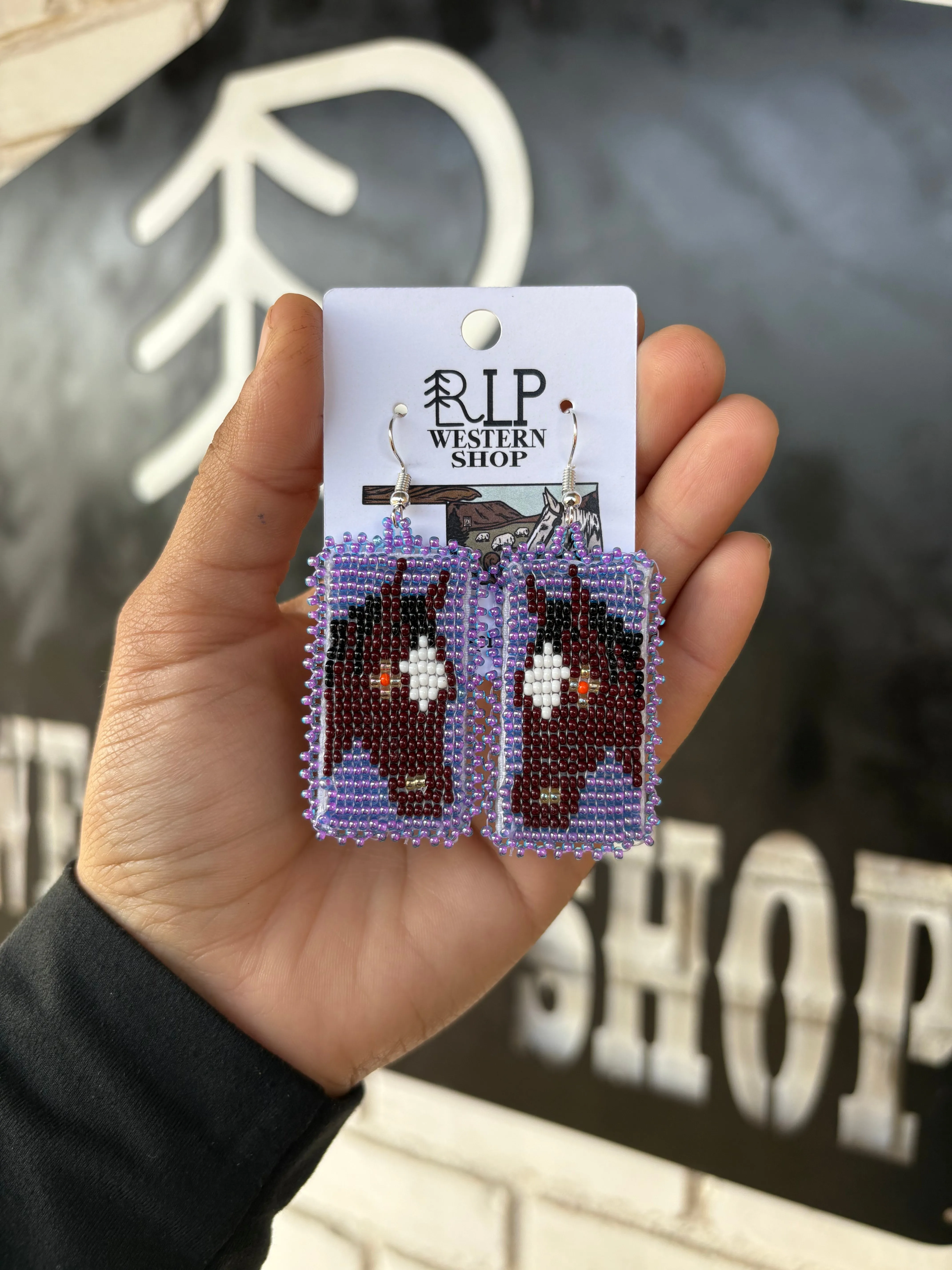 Purple Bay Mare Beaded Earrings
