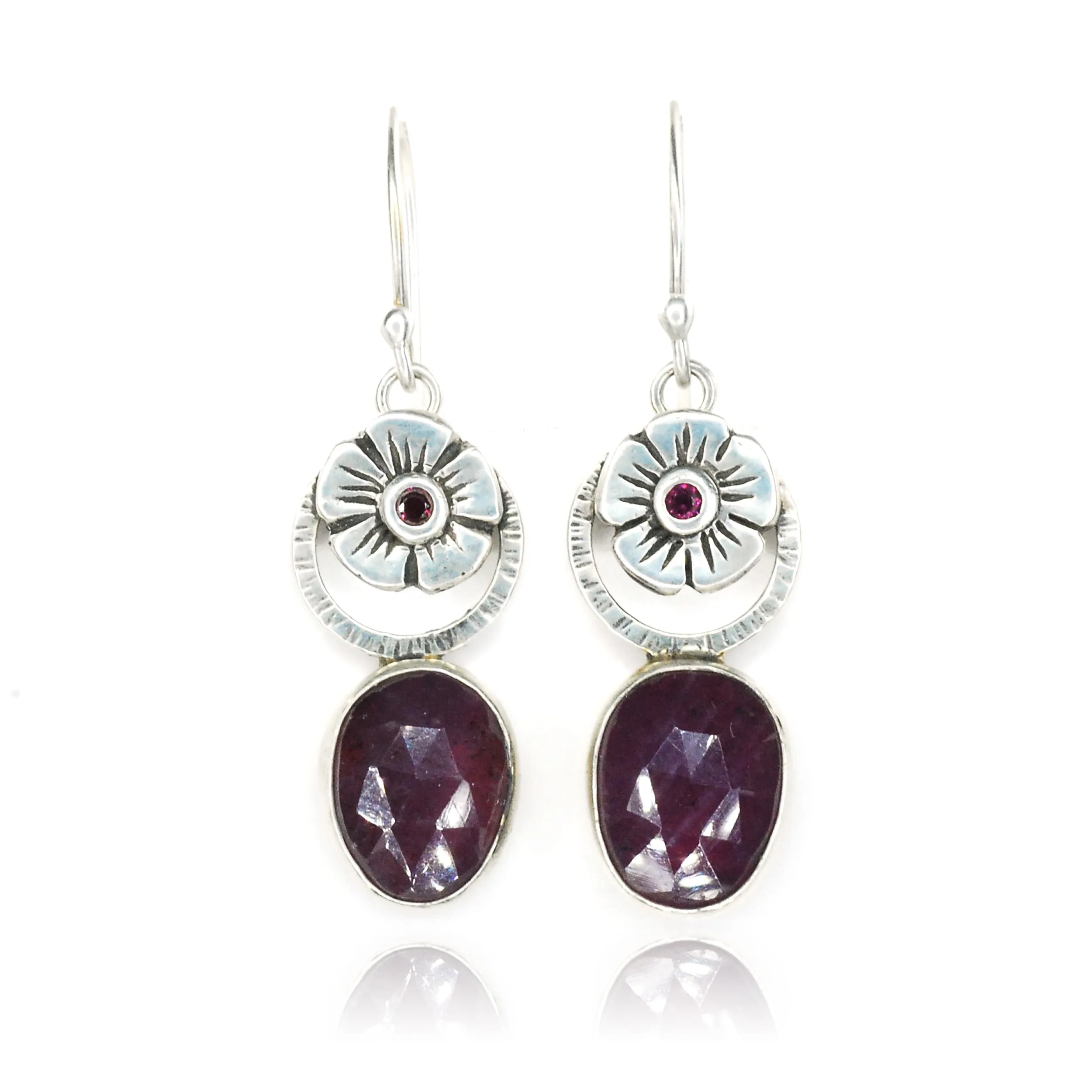 Purple Sapphire Blossom Earrings
