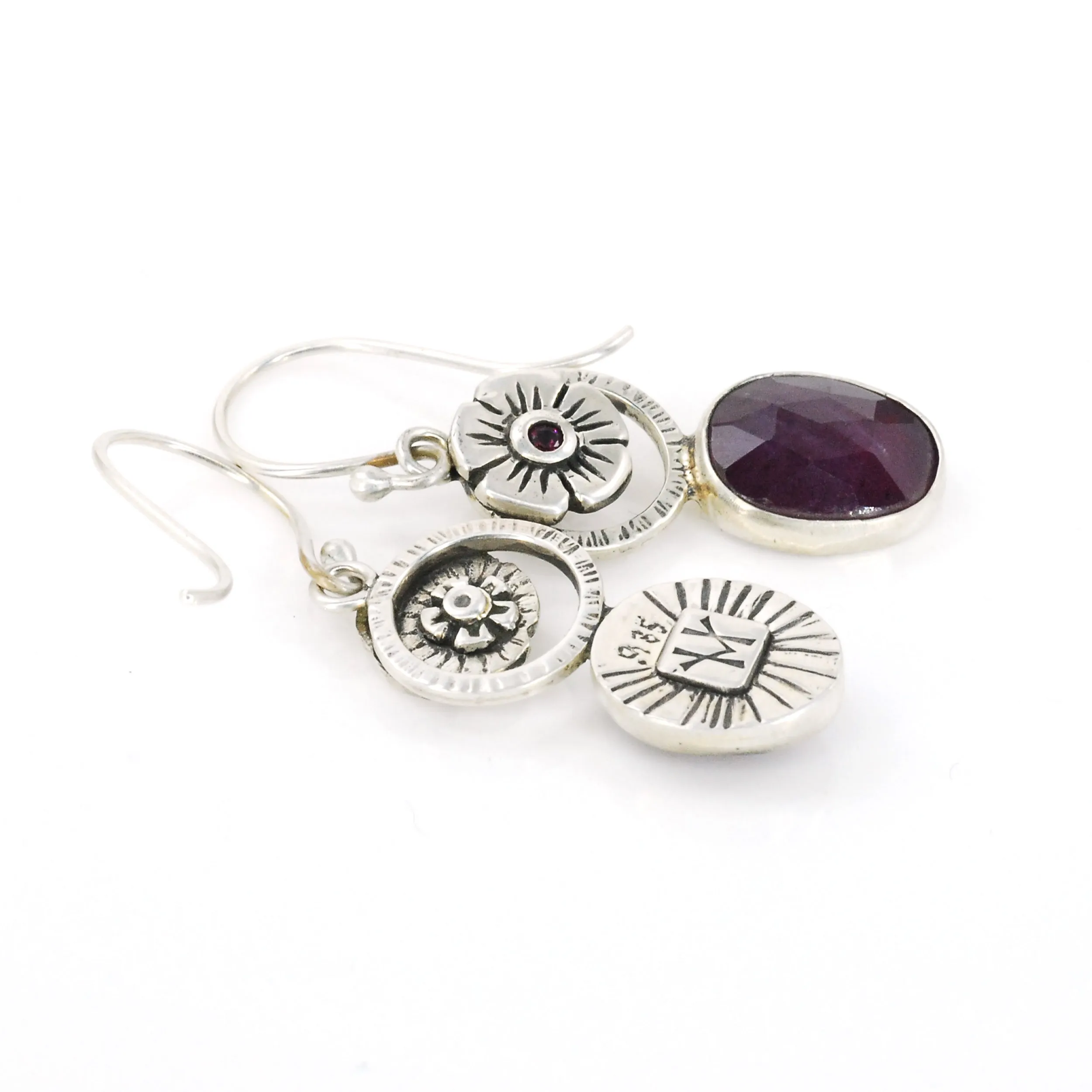 Purple Sapphire Blossom Earrings