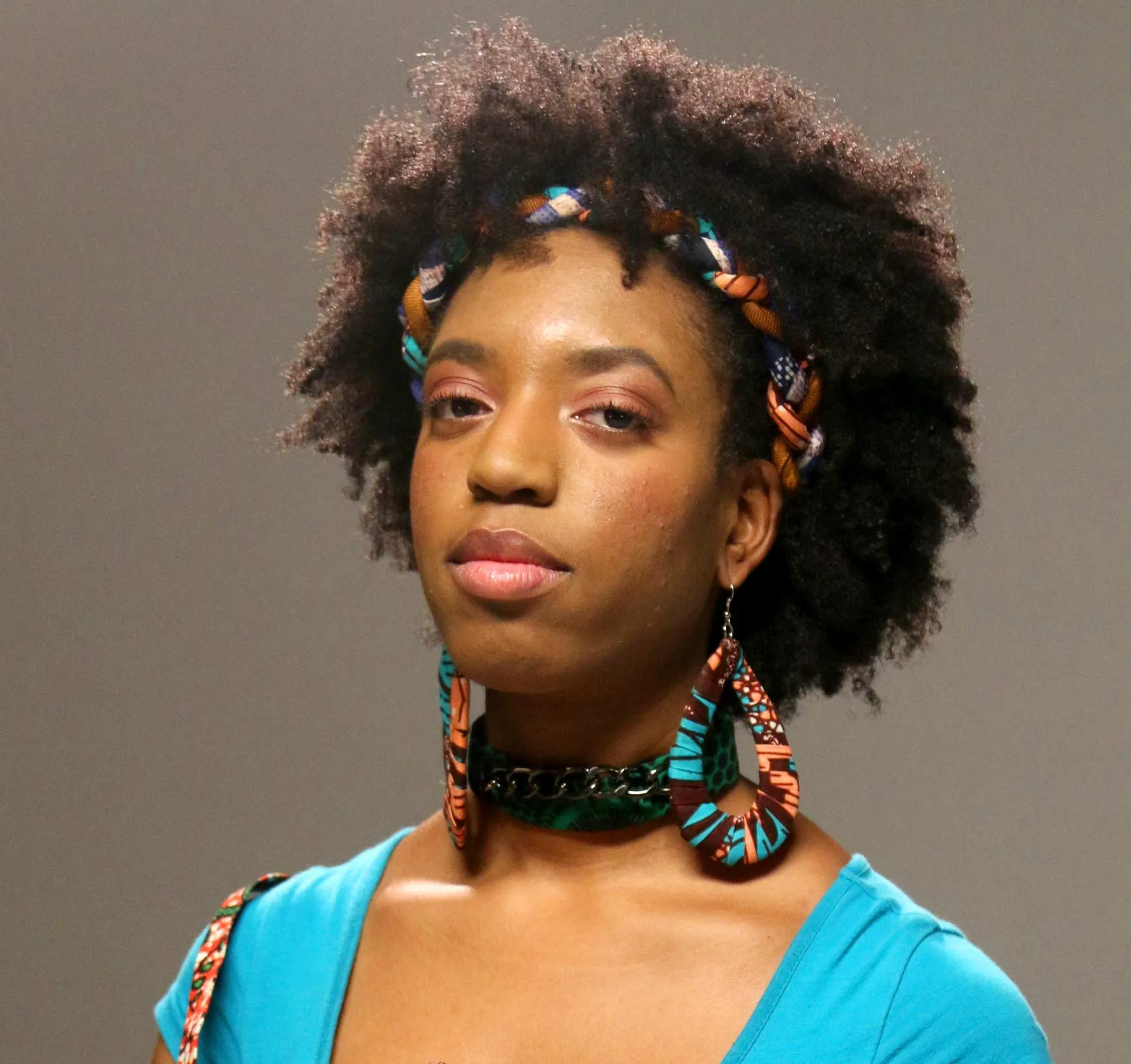 Purplesplash Ankara Choker with Button Earring