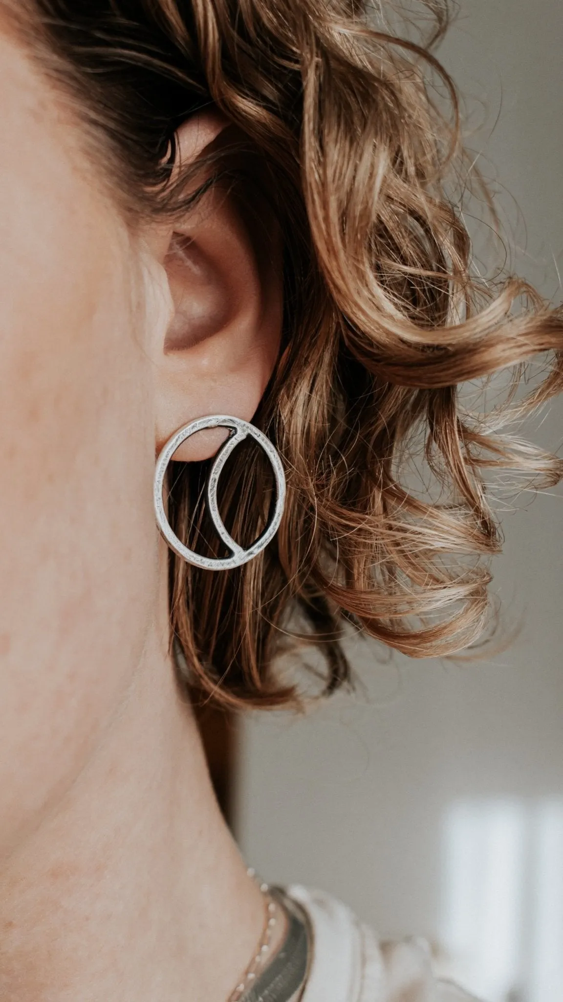 Quarter Moon Stud Earrings