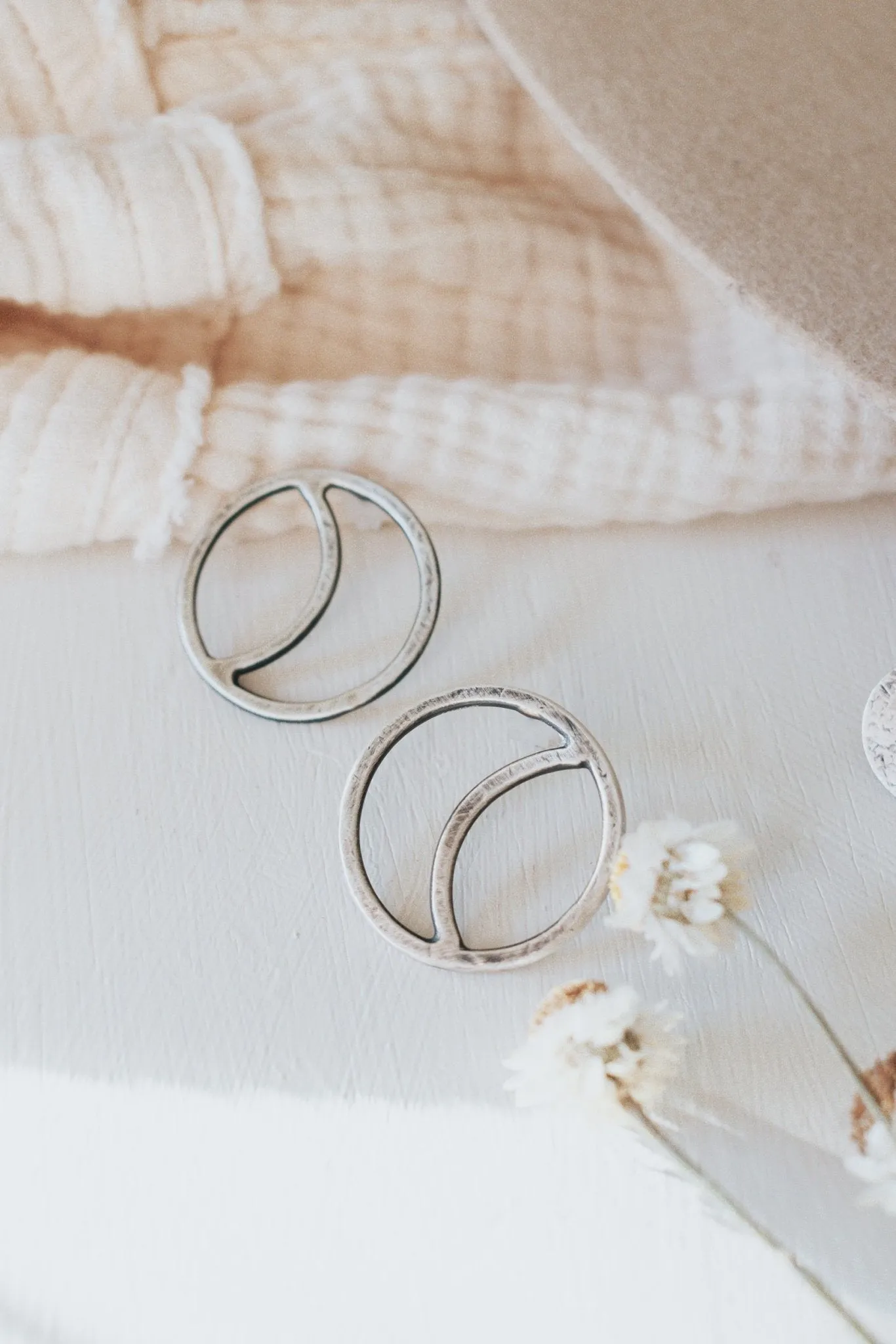 Quarter Moon Stud Earrings