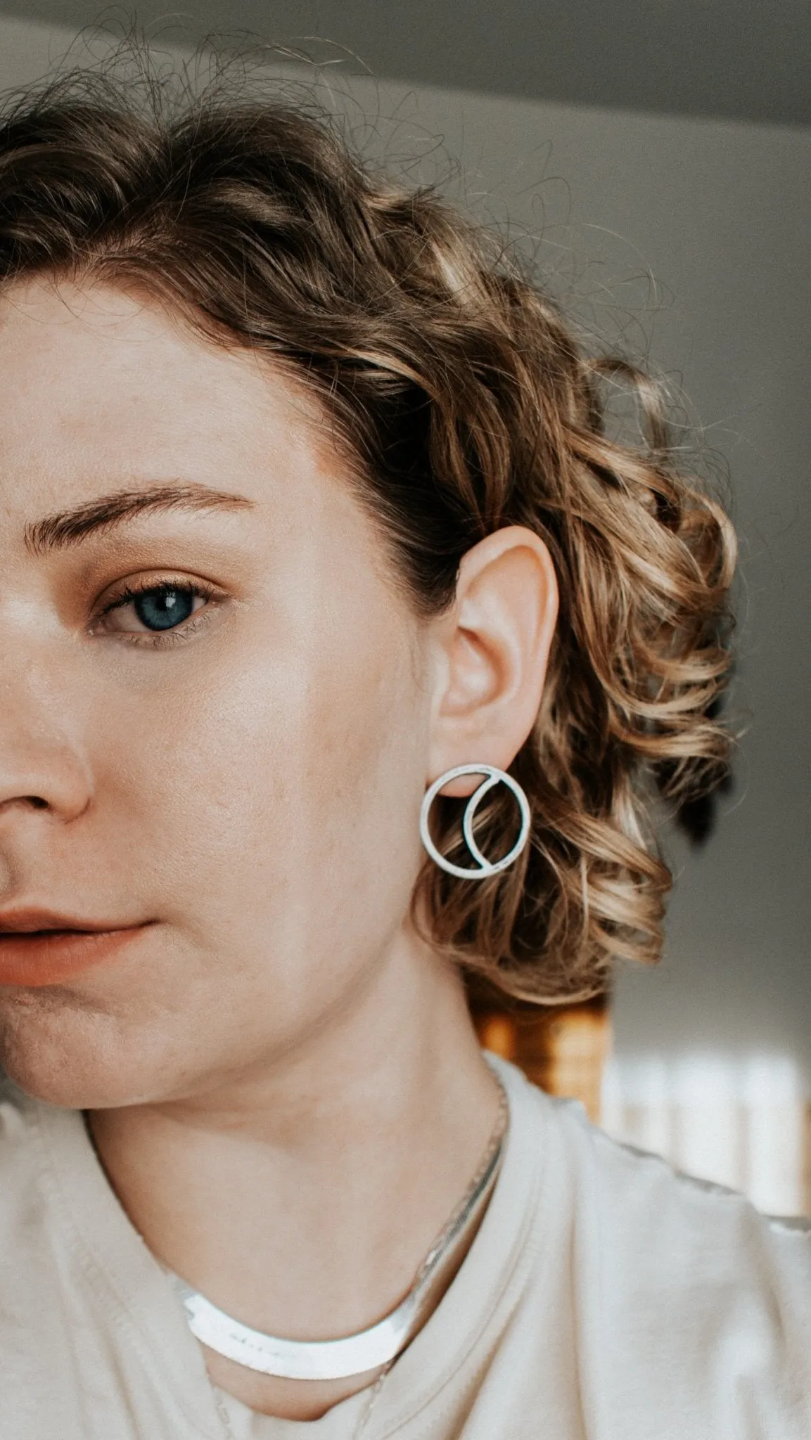 Quarter Moon Stud Earrings