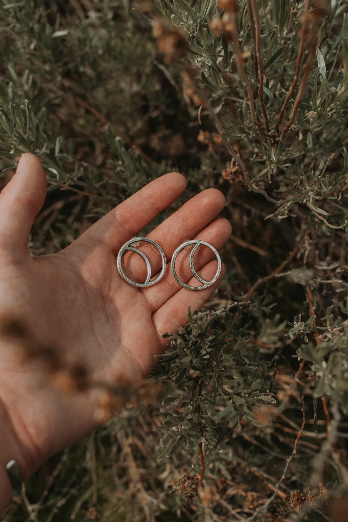 Quarter Moon Stud Earrings