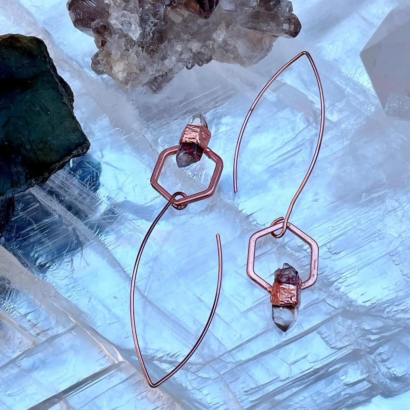 Quartz Hexagon Earrings