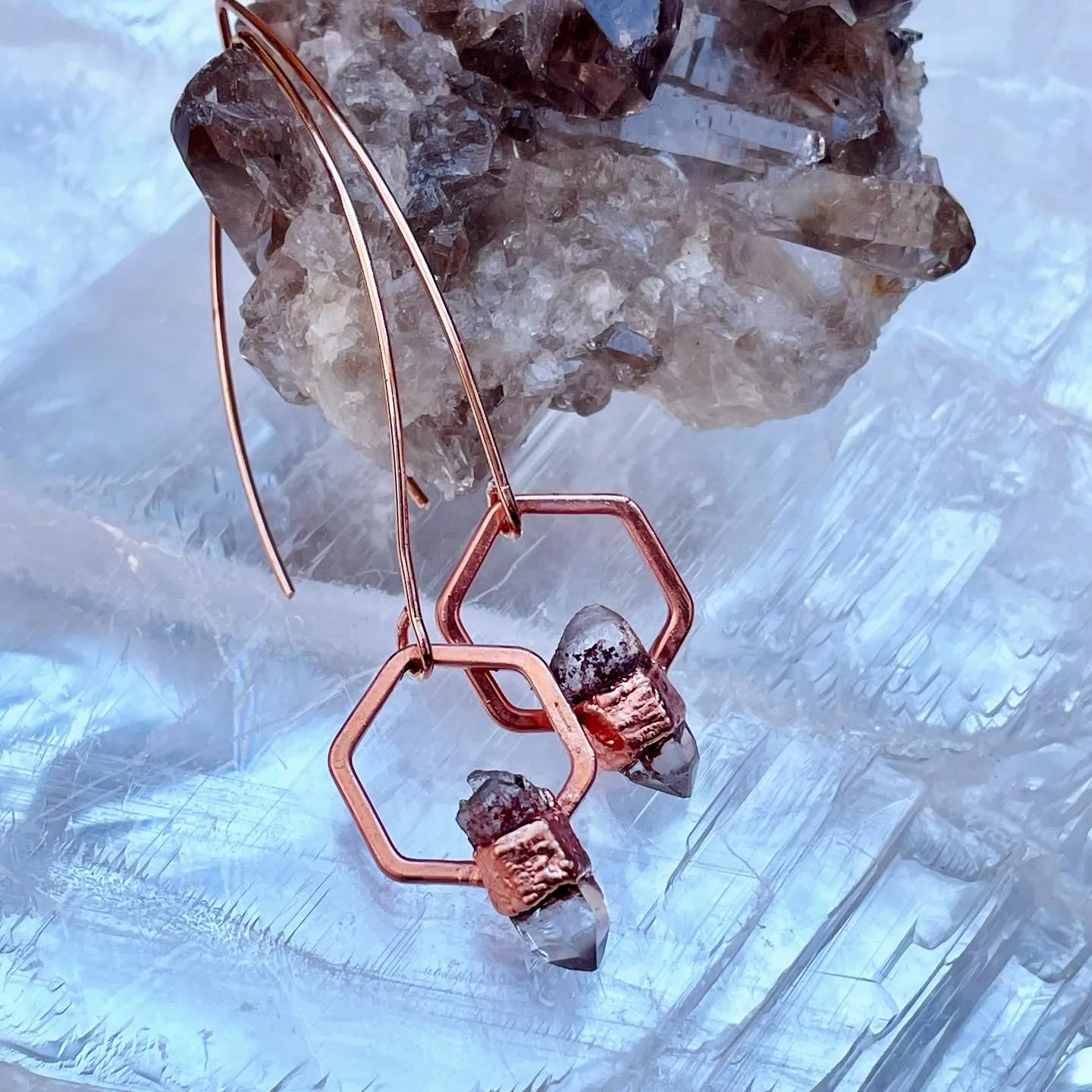 Quartz Hexagon Earrings
