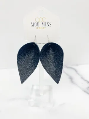 "Holly" Black Leather Petal Earrings