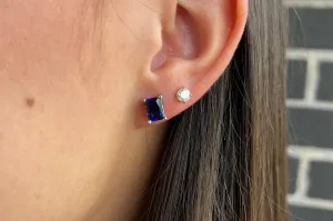 Radiant Cut Blue Sapphire Earrings