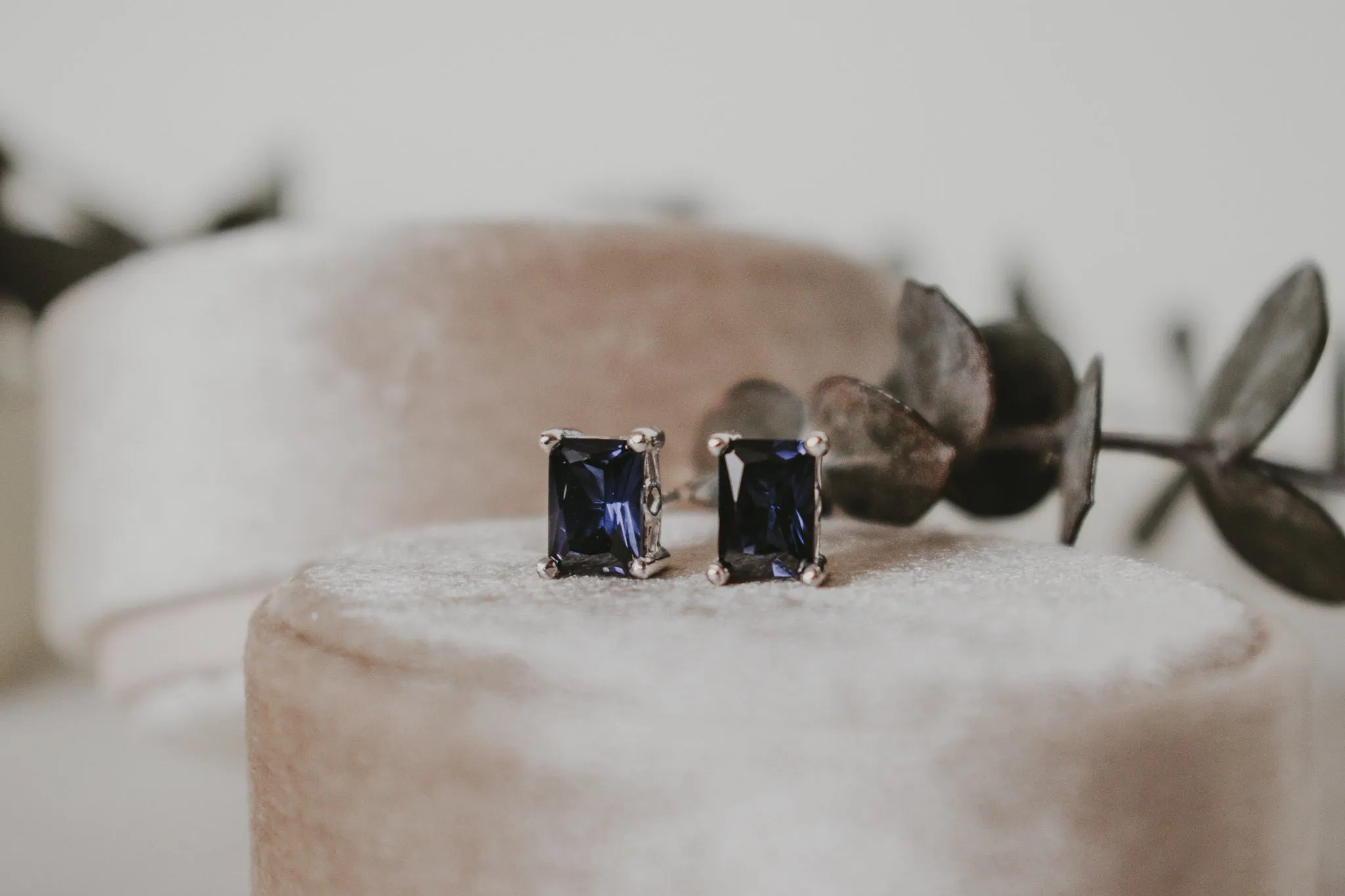 Radiant Cut Blue Sapphire Earrings