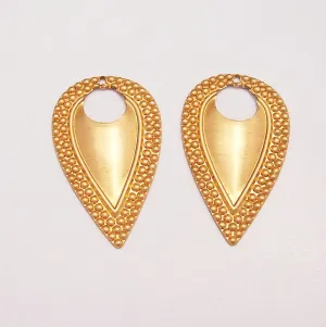 Raw Brass Stamping Dapped Teardrop Pendant 1 Hole.