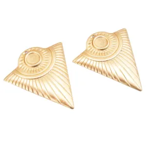 Raw Brass Textured Pattern Dapped Triangle Pendant Charm 1 Hole.