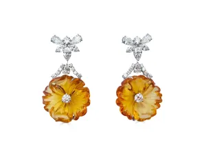 Raymond C. Yard, Citrine, Diamond, Platinum Earrings