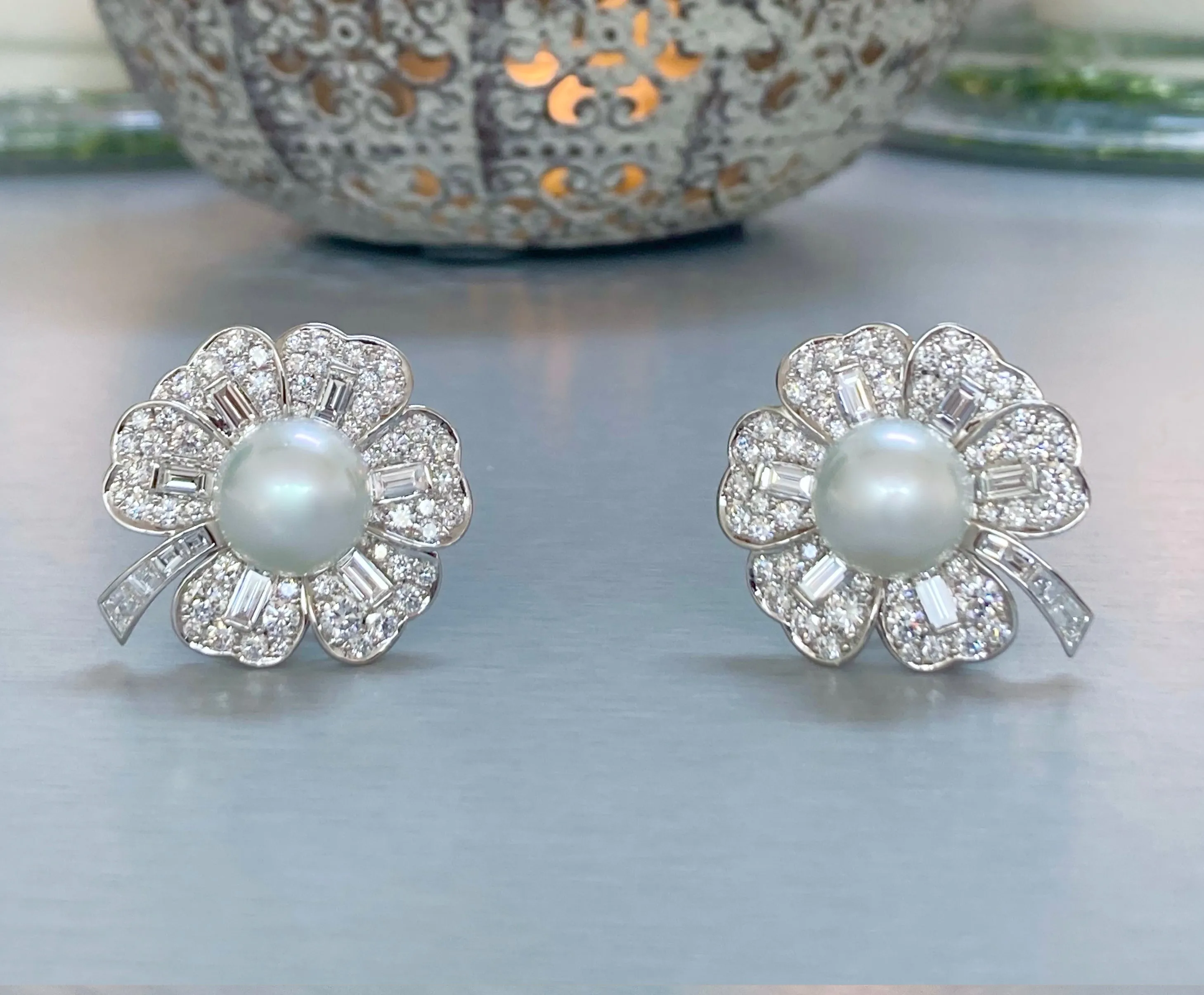 Raymond C. Yard, Pearl and Diamond Earclips