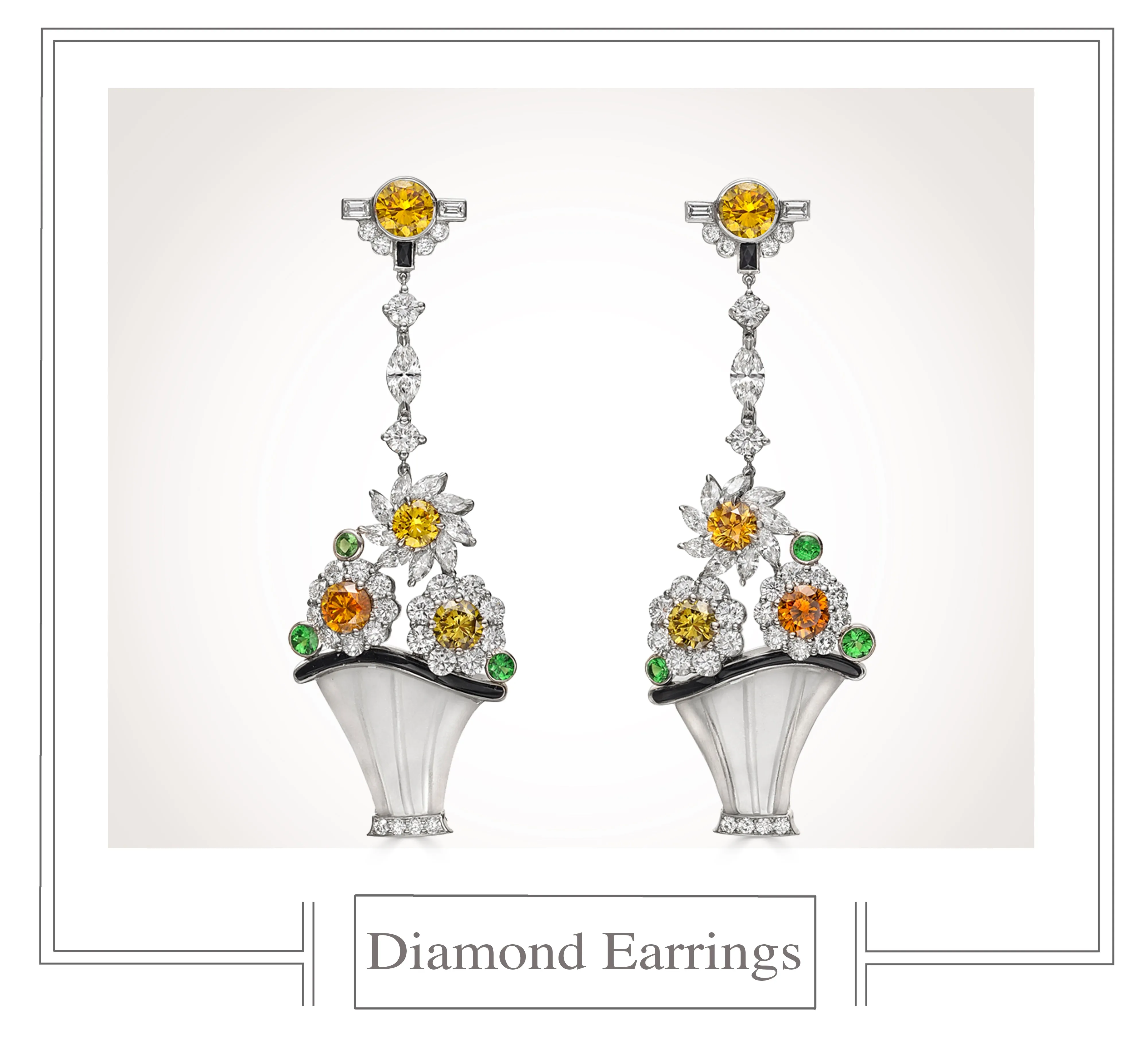 Raymond Yard, Colored and White Diamond Earrings