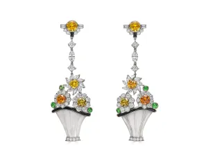 Raymond Yard, Colored and White Diamond Earrings