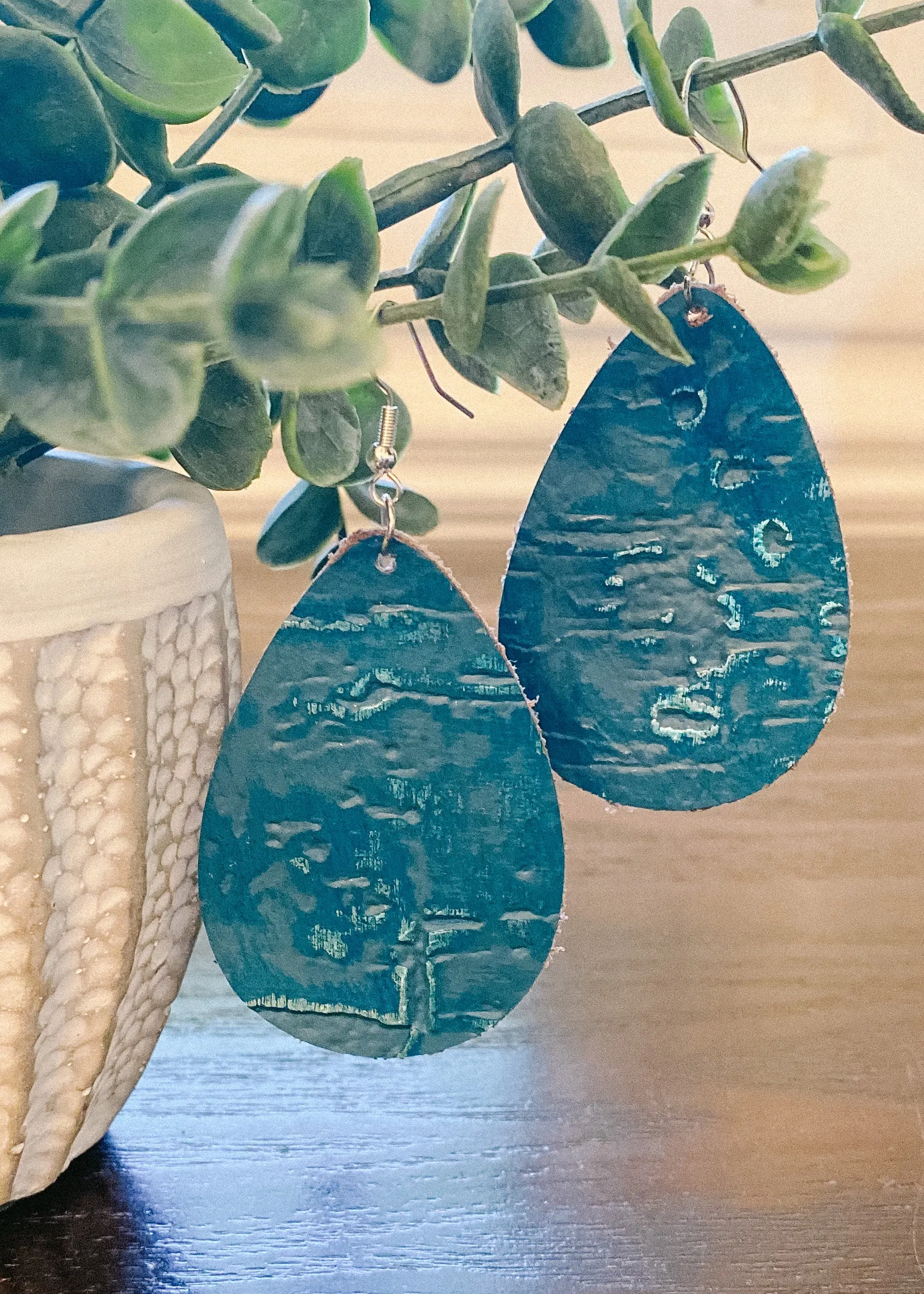 Real Leather Teardrop Earrings