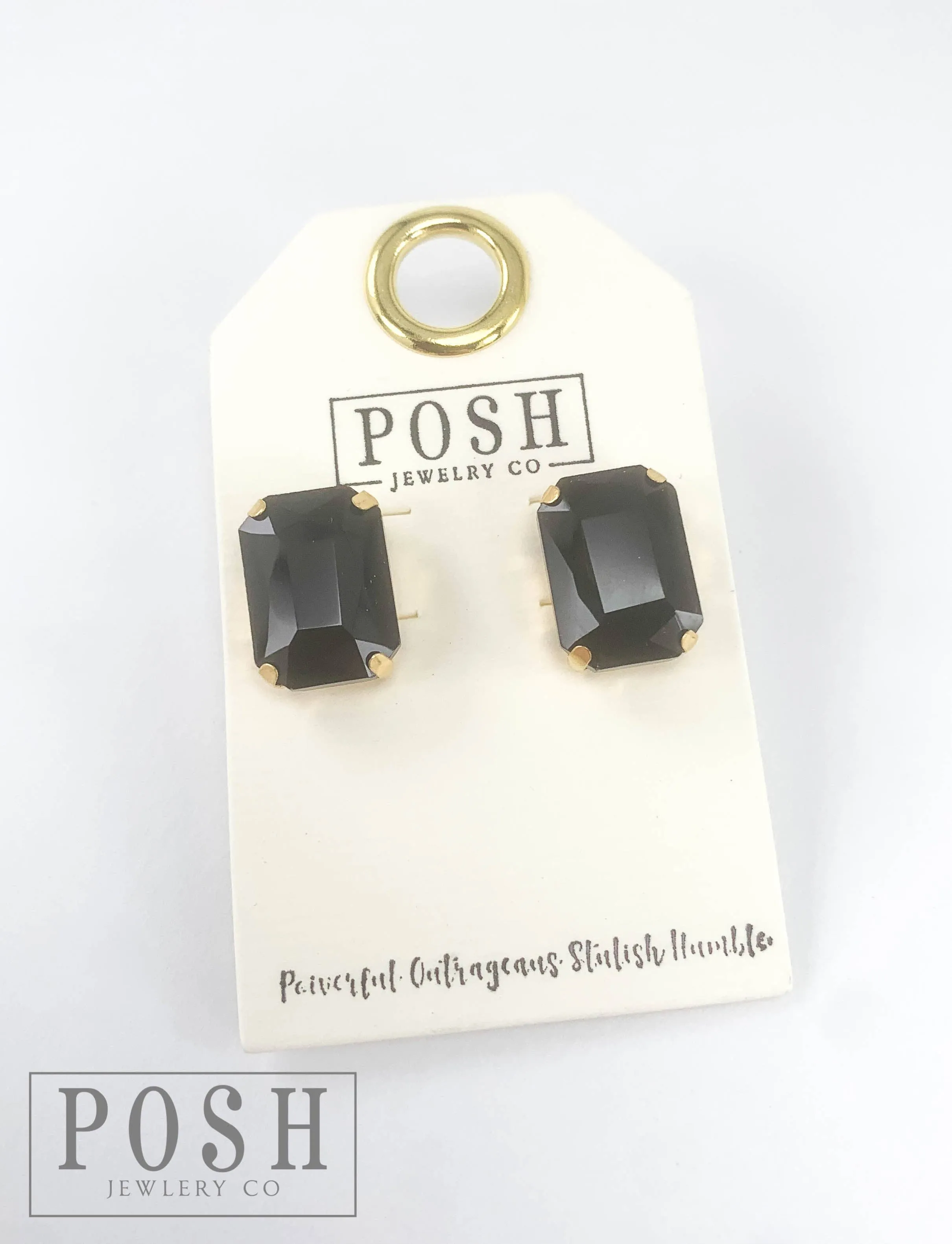 Rectangle rhinestone earrings | Stuffology Boutique