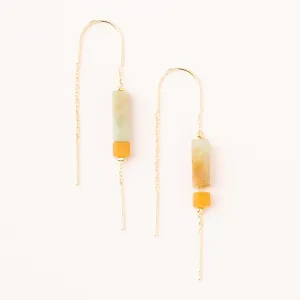 Rectangle Stone Earring: Amazonite/Amber/Gold