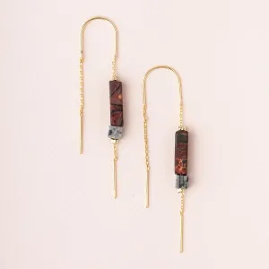 Rectangle Stone Earring: Majestic Jasper/Black/Gold