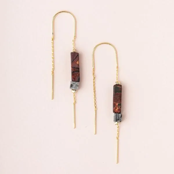 Rectangle Stone Earring: Majestic Jasper/Black/Gold