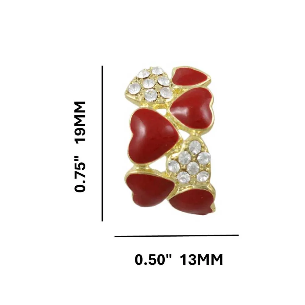 Red and Crystal Hearts Semi Hoop Clip Earring - REE919C