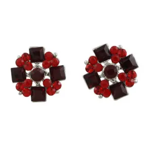 Red and Dark Red Crystals Pierced Earring - REC608