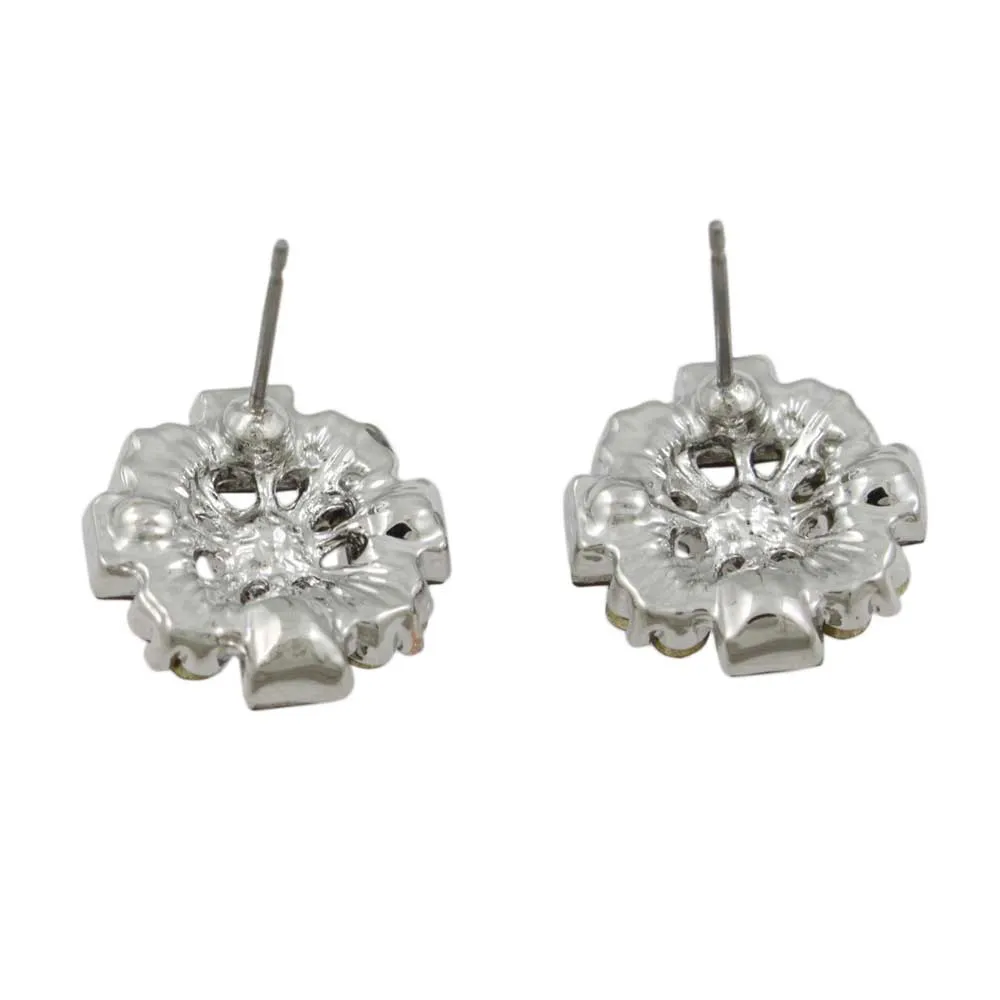 Red and Dark Red Crystals Pierced Earring - REC608