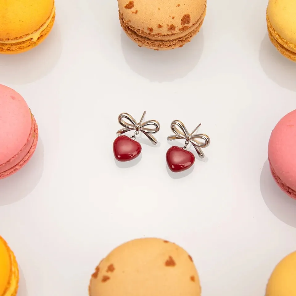 Red Sweetheart Drop Earrings
