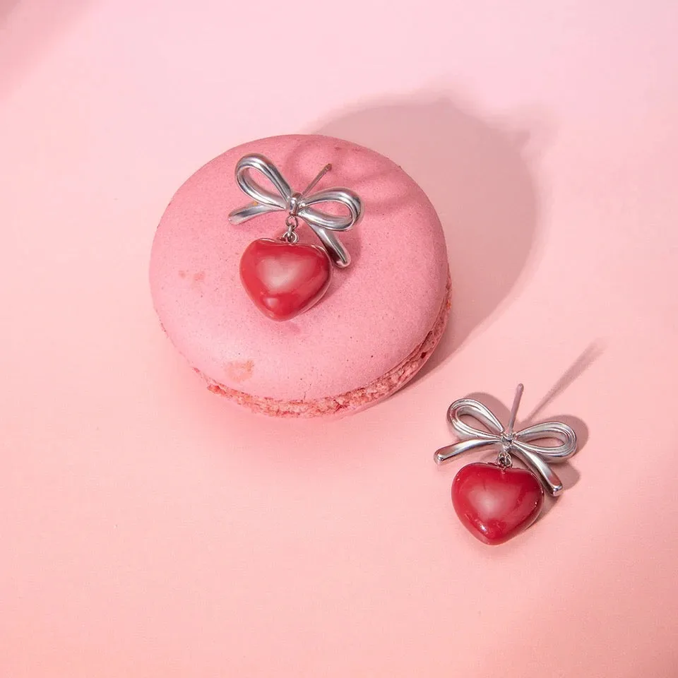 Red Sweetheart Drop Earrings