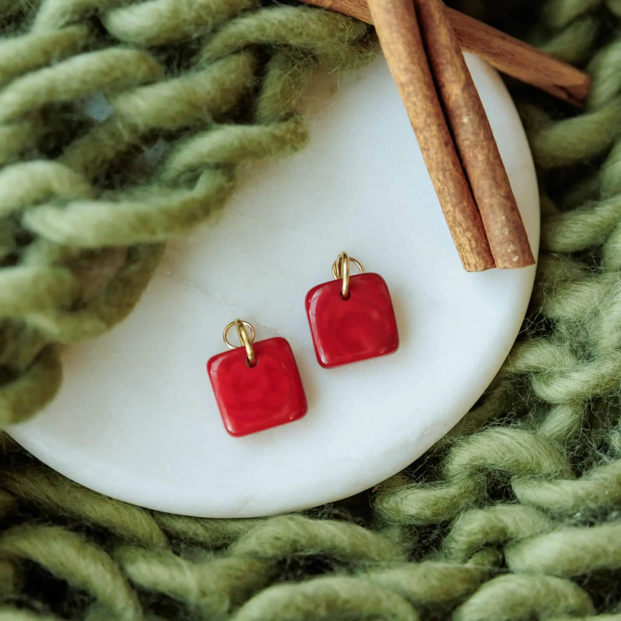 Red Tagua Hoop Charms