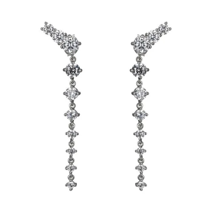 Reign Sterling Silver CZ Contemporary Drop Earrings
