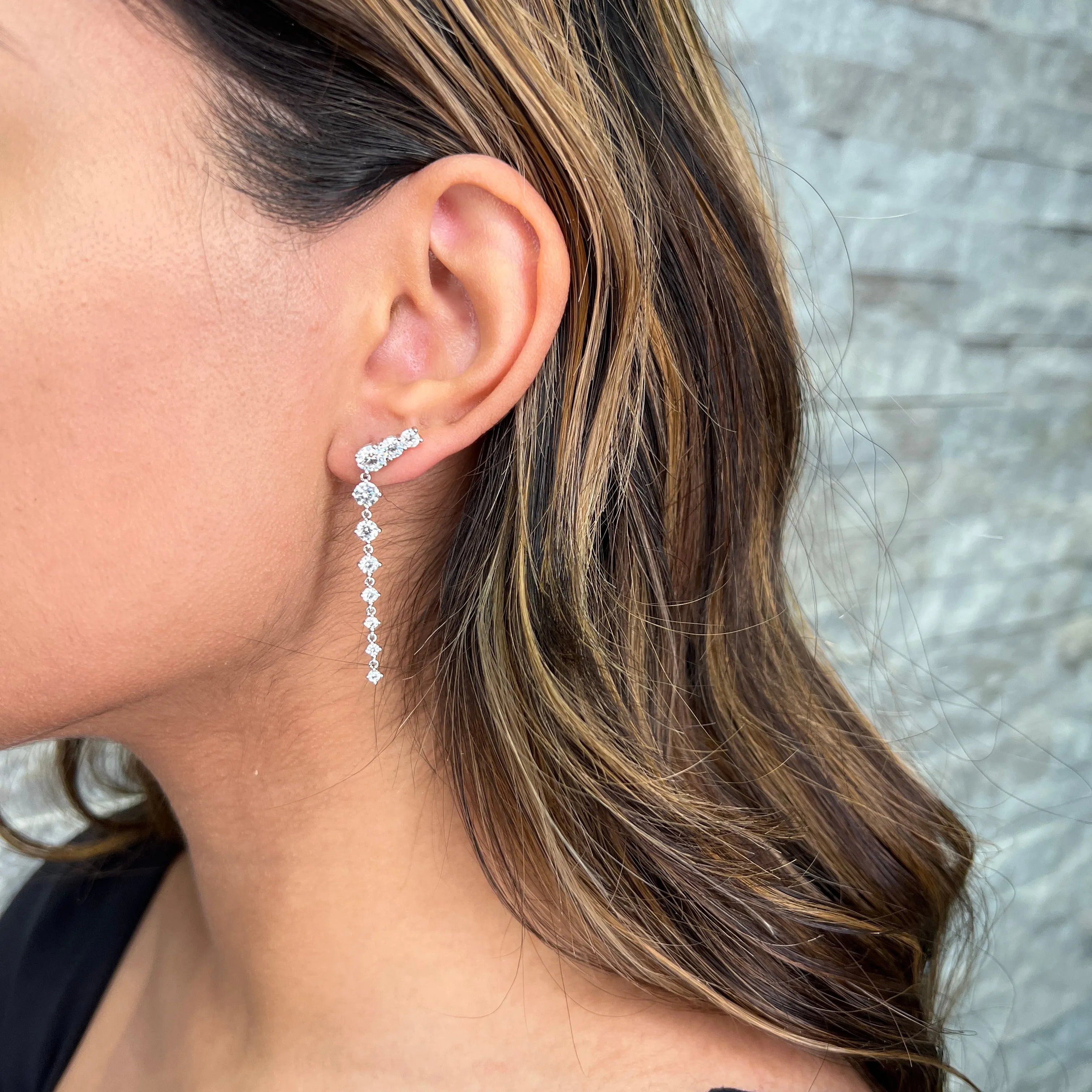 Reign Sterling Silver CZ Contemporary Drop Earrings