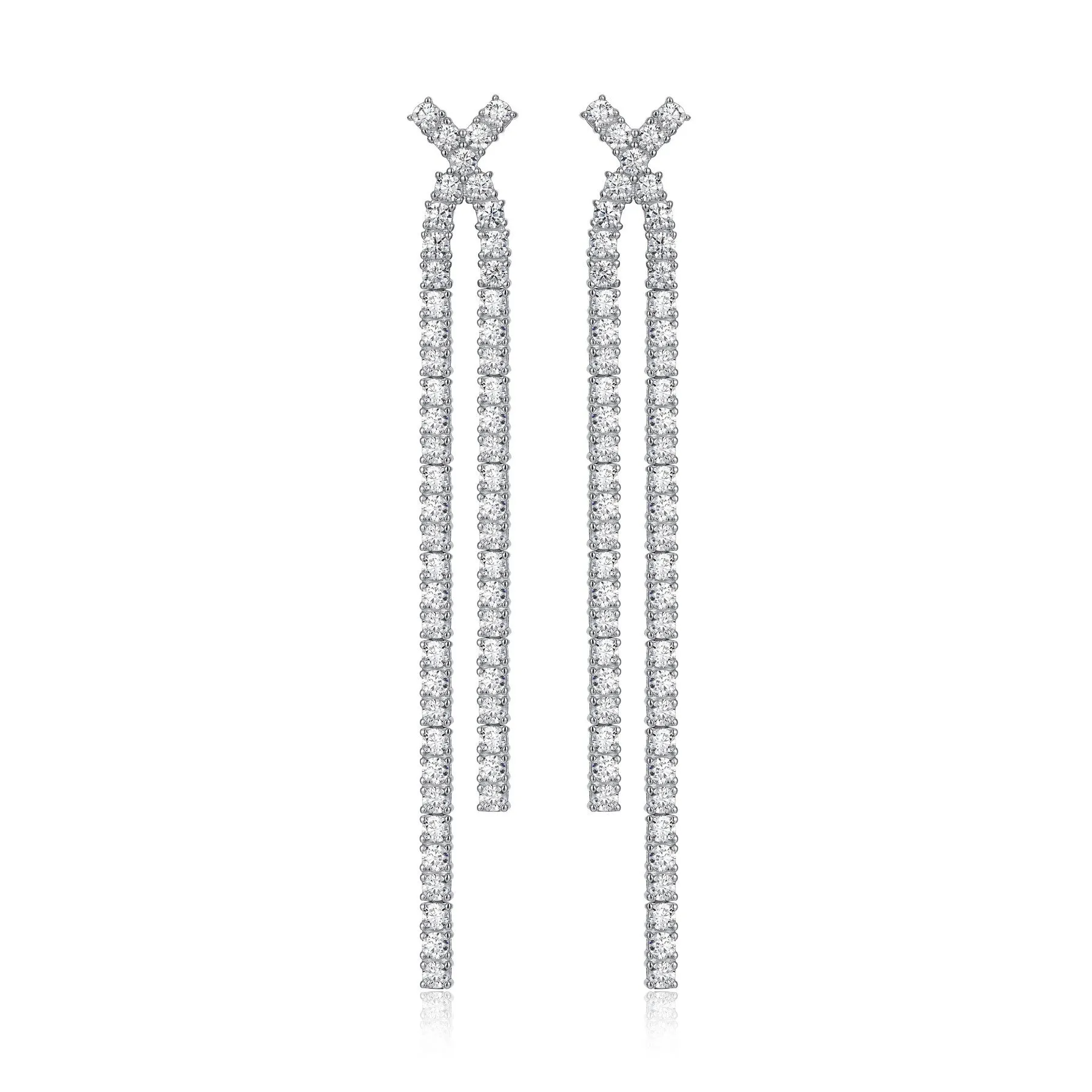 Reign Sterling Silver CZ Dangle Stud Earrings