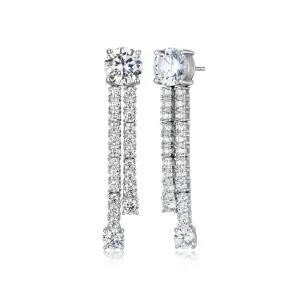 Reign Sterling Silver CZ Dangle Stud Earrings