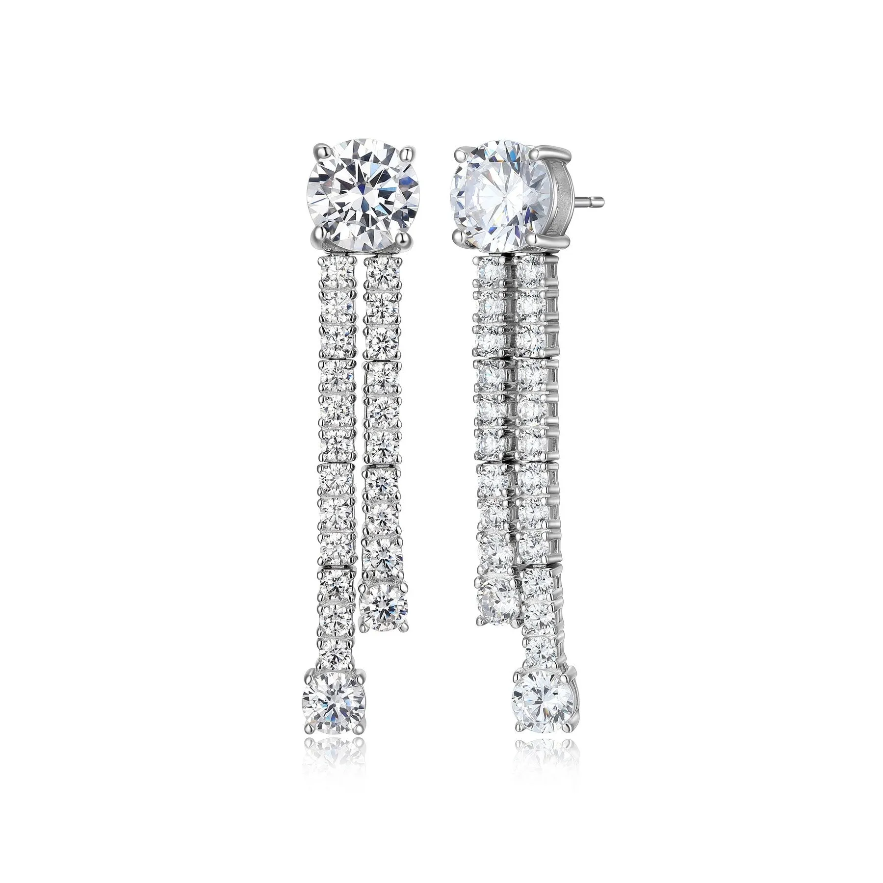 Reign Sterling Silver CZ Dangle Stud Earrings