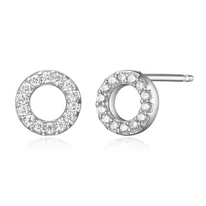 Reign Sterling Silver Rhodium Plated CZ Circle Stud Earrings
